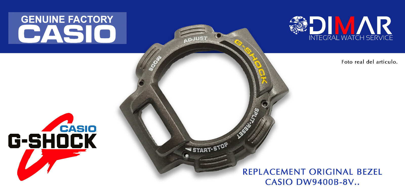 Replacement Vintage Original Bezel. Casio G-Shock DW-9400B-8V.