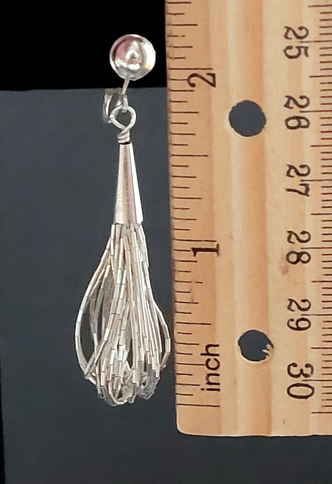 Native American Liquid Sterling Silver Earrings Southwestern Vtg