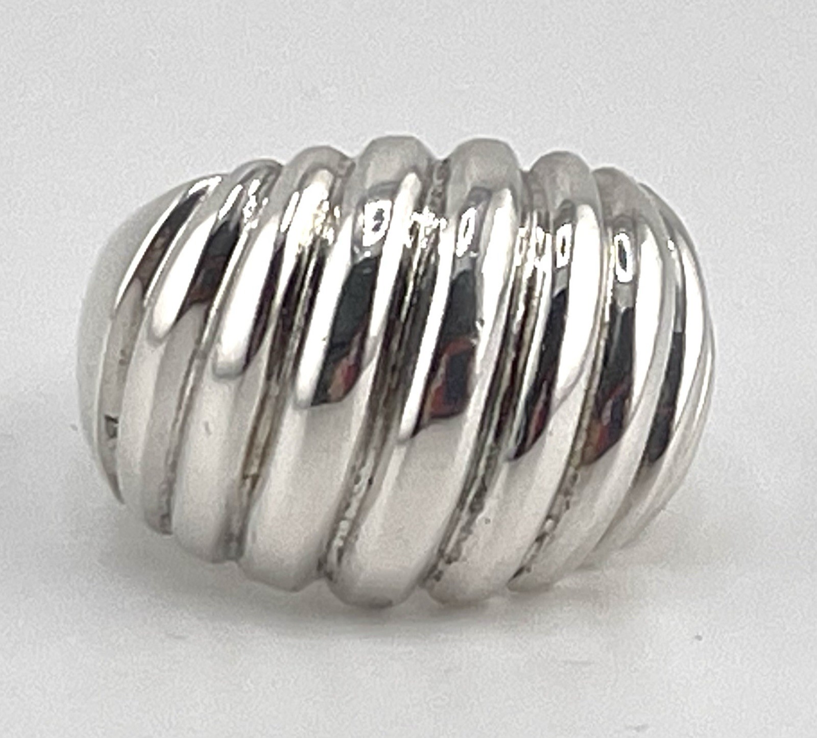 Heavy Unisex RING 925 Sterling Silver Dome Ribbed Size 6.75 Weight 8.8.grams