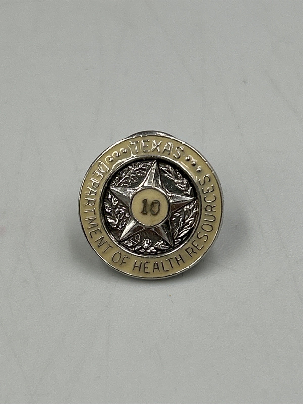 Vintage Sterling Silver Texas Dept of Health Lapel Pin 10 Years Service