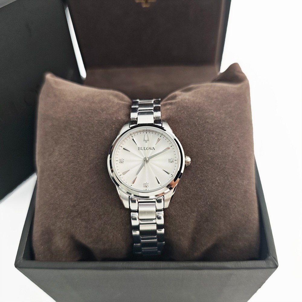 Bulova Sutton 96P219 Women’s Quartz Diamond White Dial 28mm Watch New With Box
