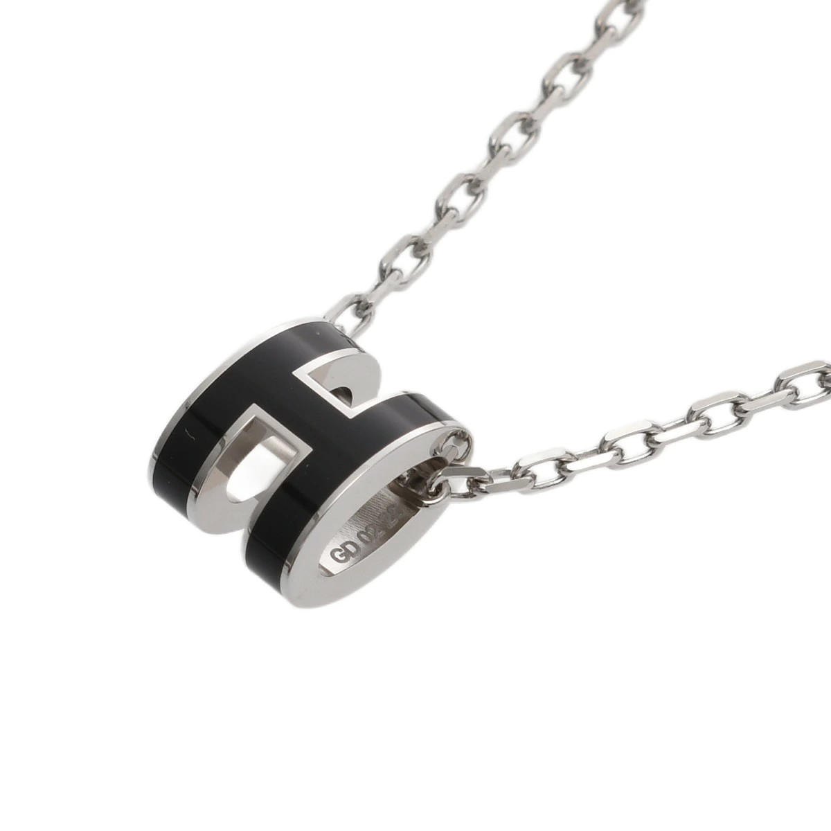 Hermes Pendant Mini Pop H Black Enamel Ladies Necklace Loan 48 S No Interest