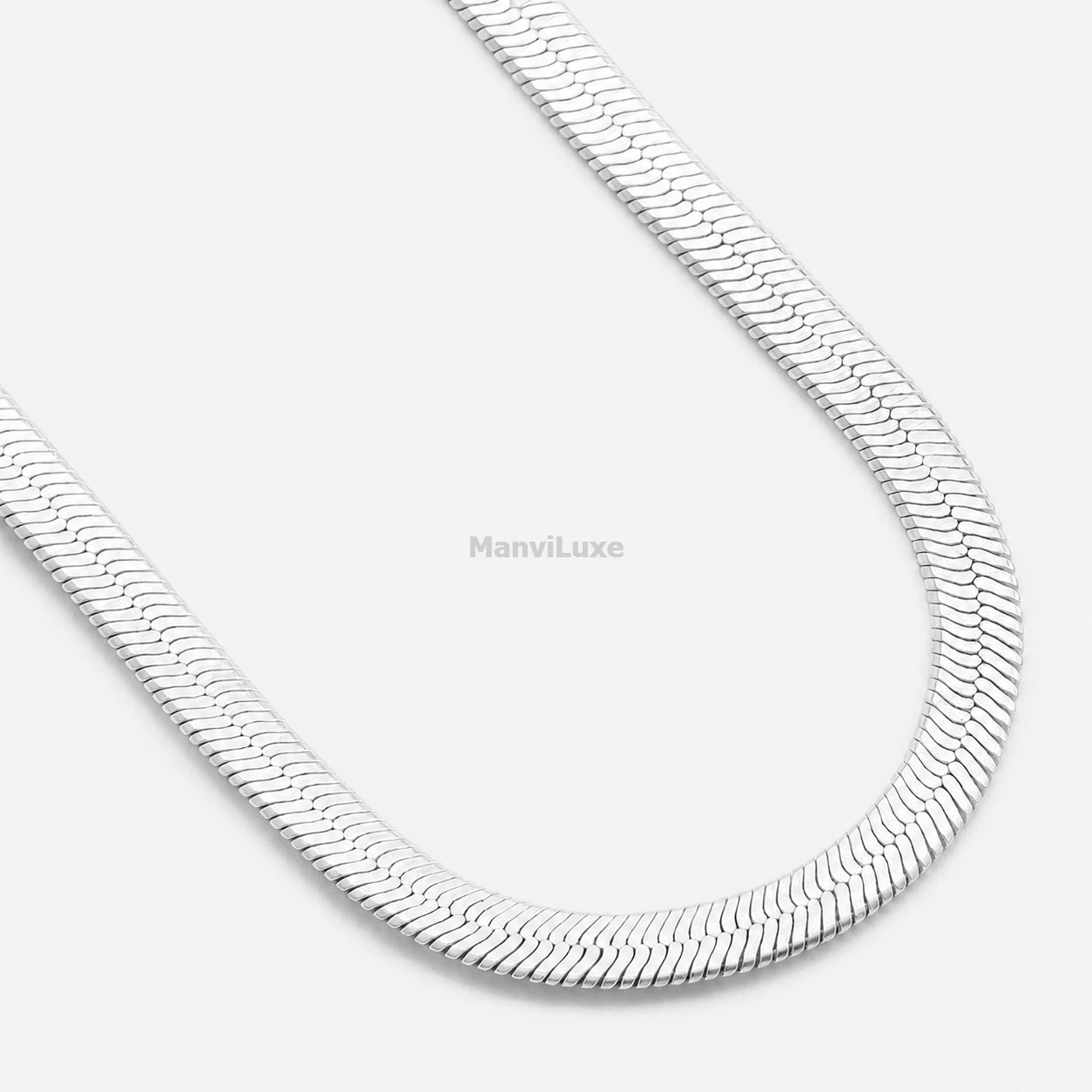 20″ Premium Silver Bonded Snake Chain 3mm Flat Herringbone Chain