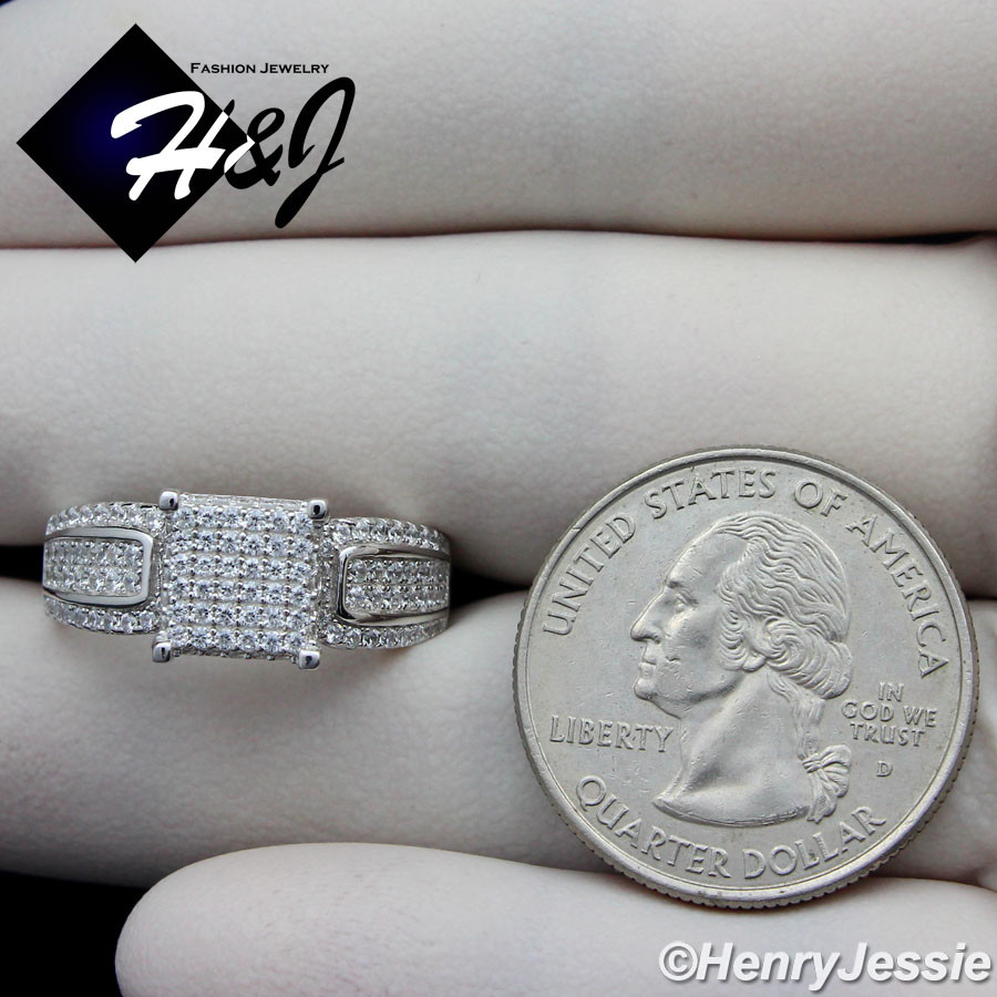 WOMEN SOLID 925 STERLING SILVER ICY BLING CZ 8MM SQUARE ENGAGEMENT RING*SR81