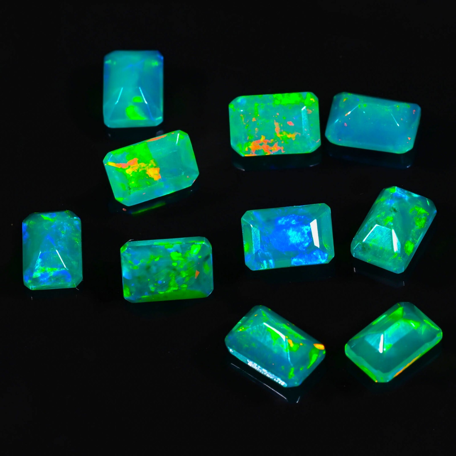 Natural Green Ethiopian Opal 3.55 Ct Faceted Octagon Lot Loose Gemstone 6X4X3 MM