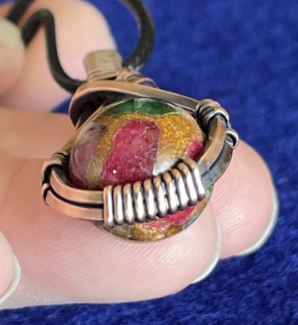 Agate Composite ~Handmade copper wire wrapped pendant 3r