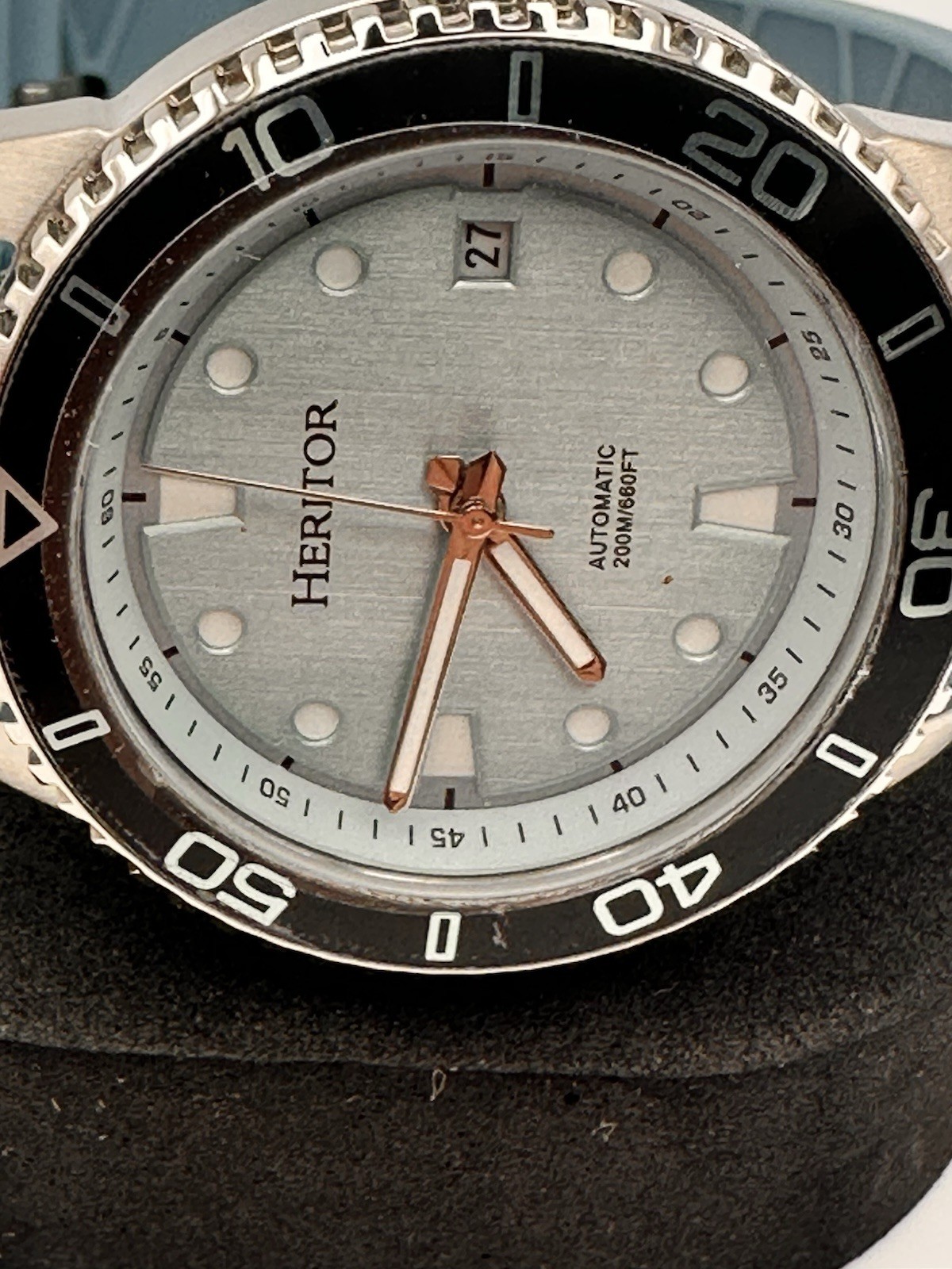 Heritor Marshall Automatic Men’s Diver Watch 40mm Light Blue Rubber HERHS4700