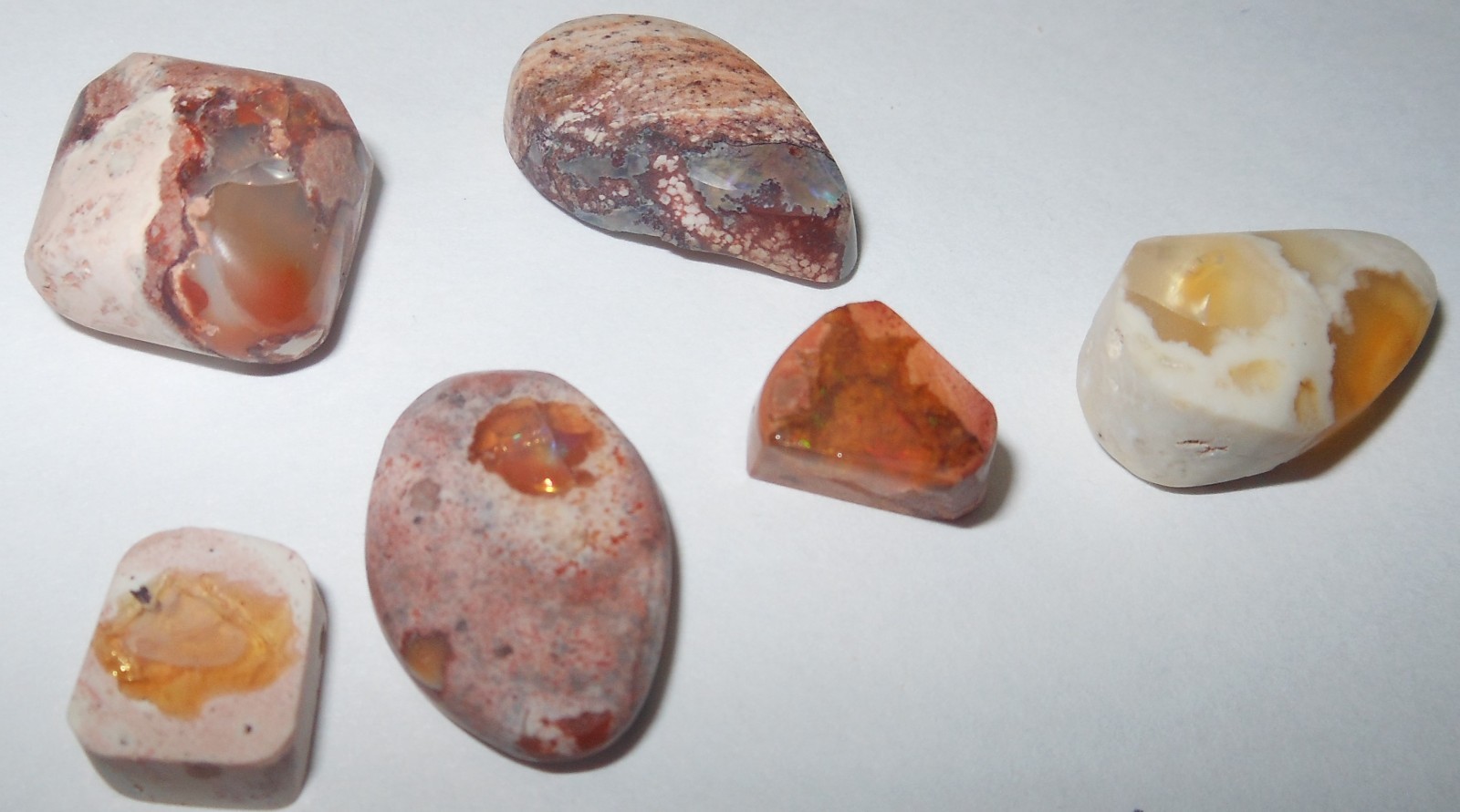 Mexican Fire Opal, 6 pieces, 38 carat total, see photos, Combine Shipping & Save