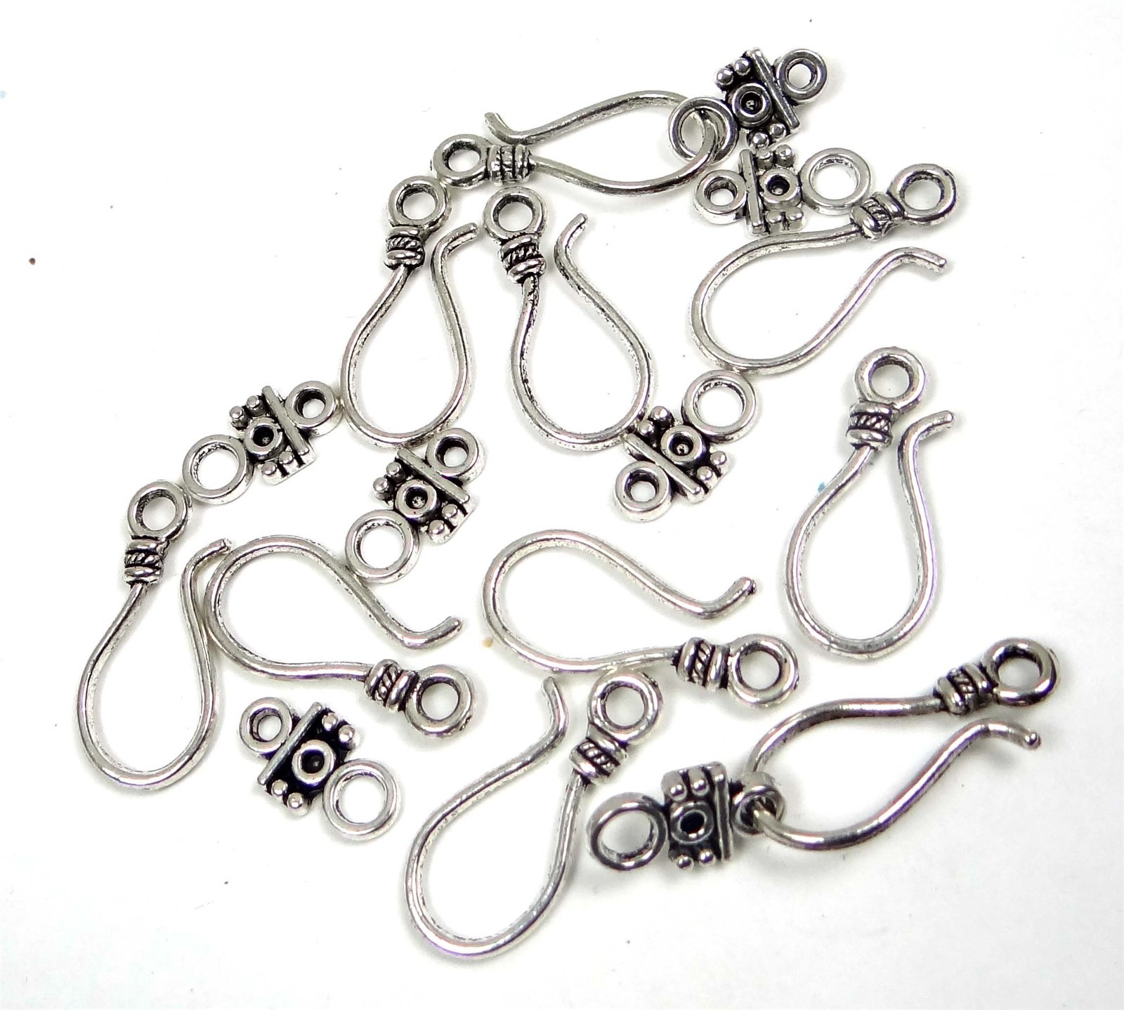 20 pcs / 10 sets Antique Silver Pewter Hook Eye Clasps 24x10mm