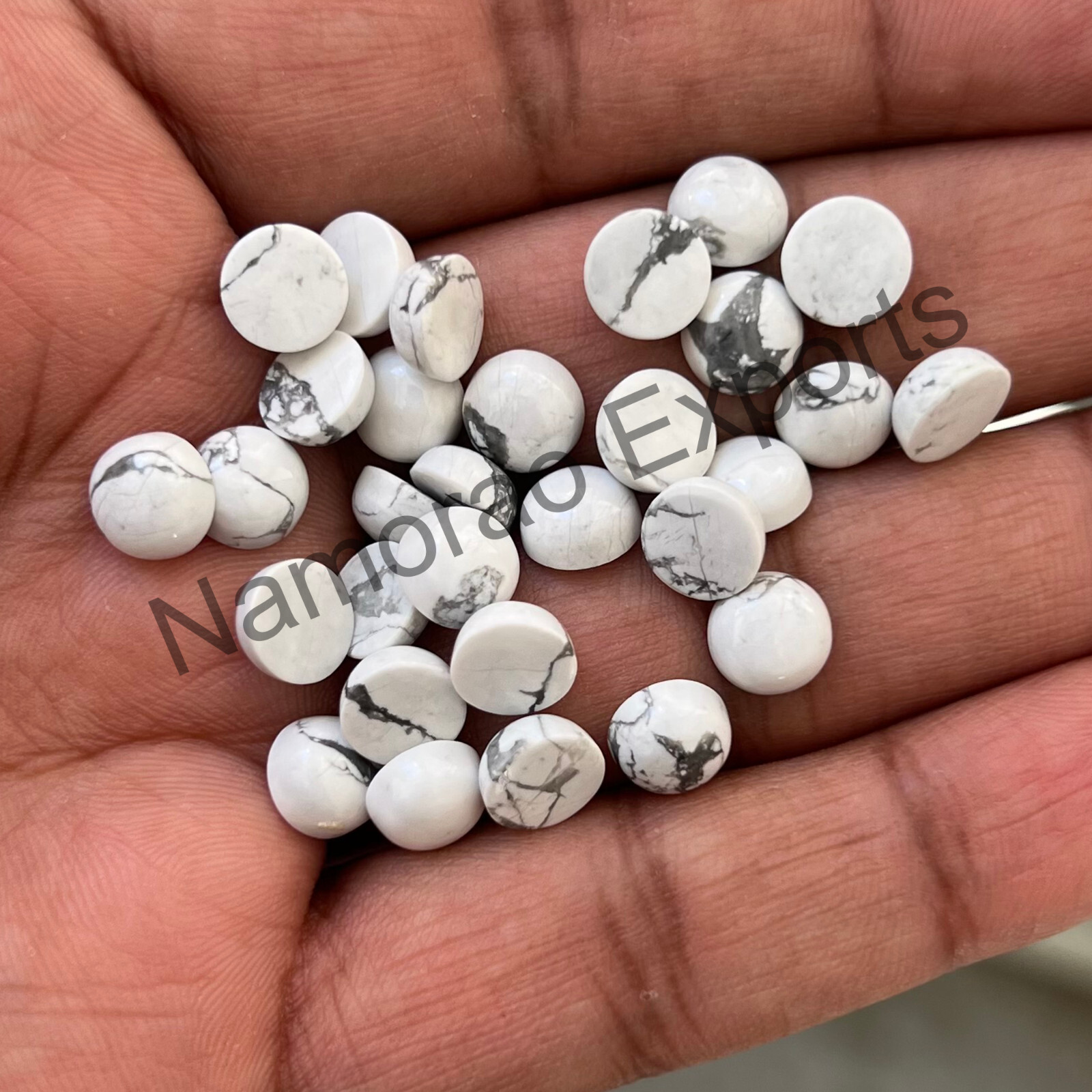 Natural White Howlite Round 5×5 mm to 20×20 mm Cabochon Loose Gemstone Lot