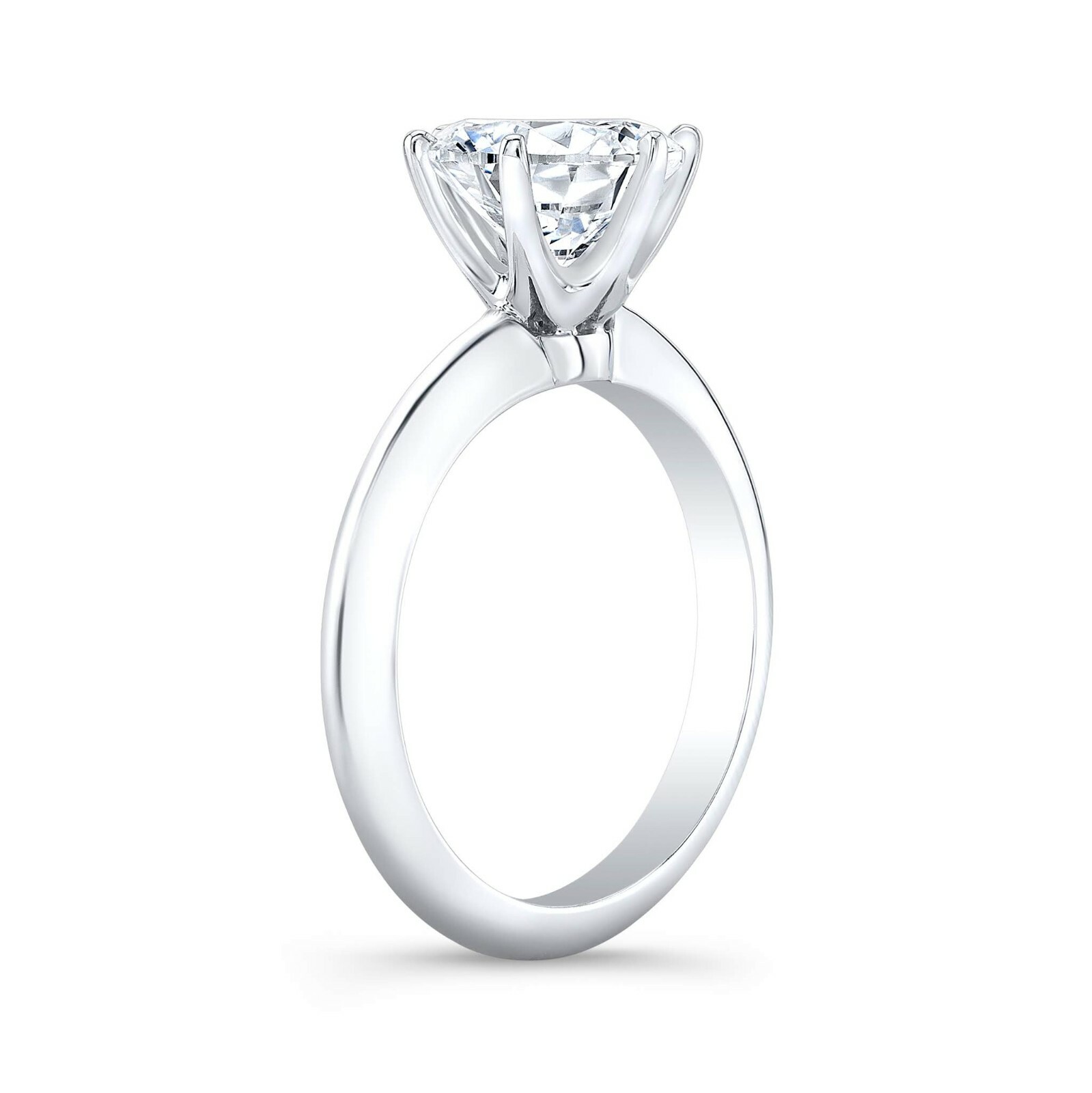 2.00 Ct Round Cut Diamond Knife Edge 6-Prong Engagement Ring H,VS1 GIA Platinum