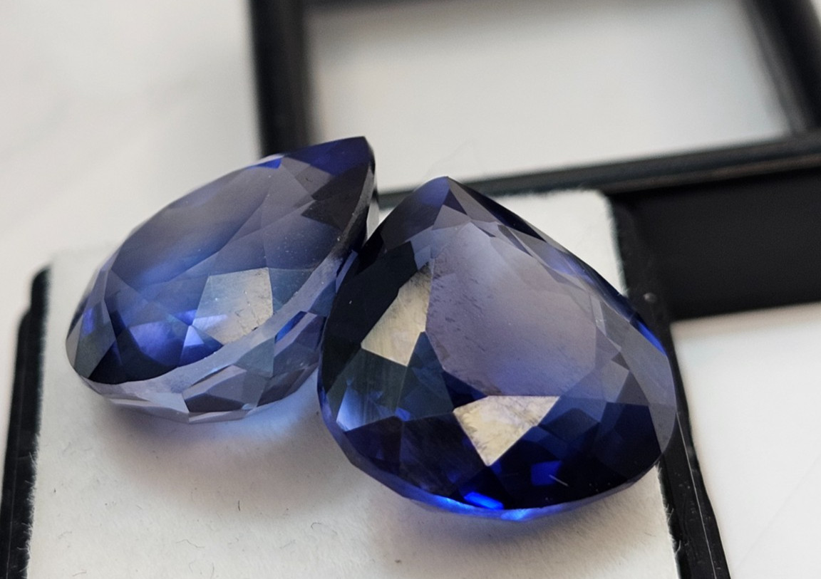 Blue Pear Cut 30+ Ct Natural Tanzanite Loose Pair GEMSTONE For Earring Making