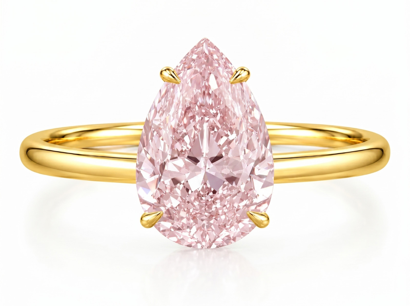 RARE 7.00 Ct Certified Pear Shape Pink Natural Diamond Ring Yellow Gold Finish
