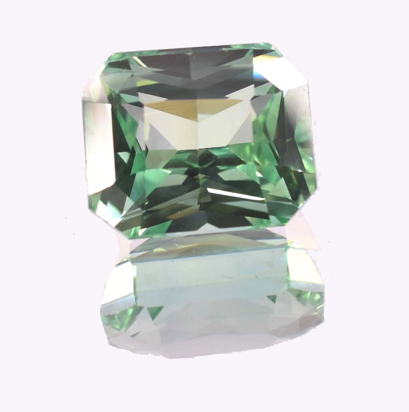 22.65 Ct Natural Indicolite Green Tourmaline Emerald Cut Unheated Loose Gemstone