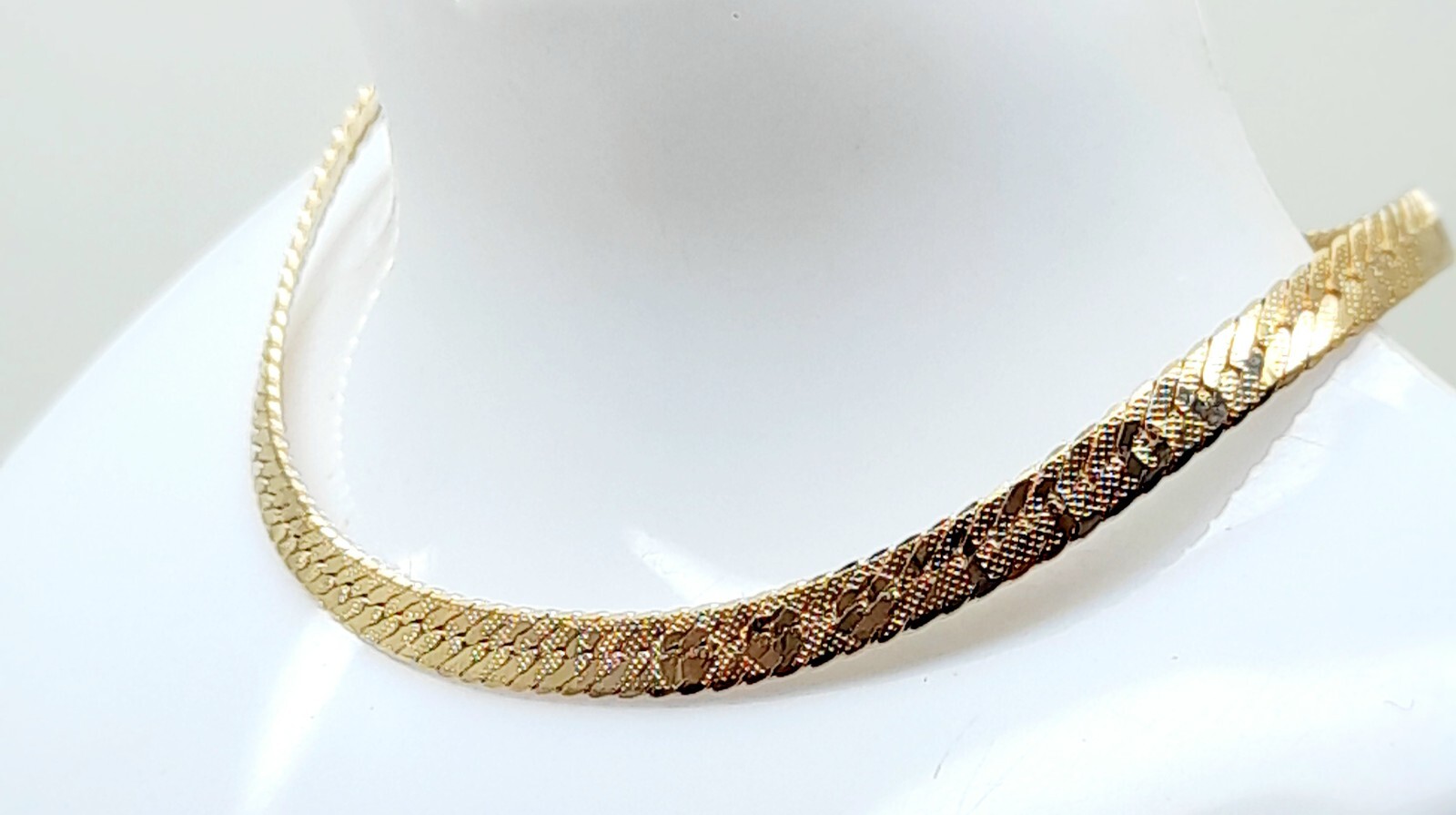 B001 GOLD PLATED UNISEX “I LOVE YOU” EMBOSSED FLEX HERRINGBONE BRACELET 9 INCH