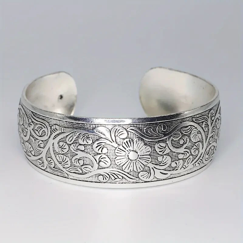 925 Sterling Silver Vintage Style Tibetan Tibet Bracelet Bangle One Size Fit All
