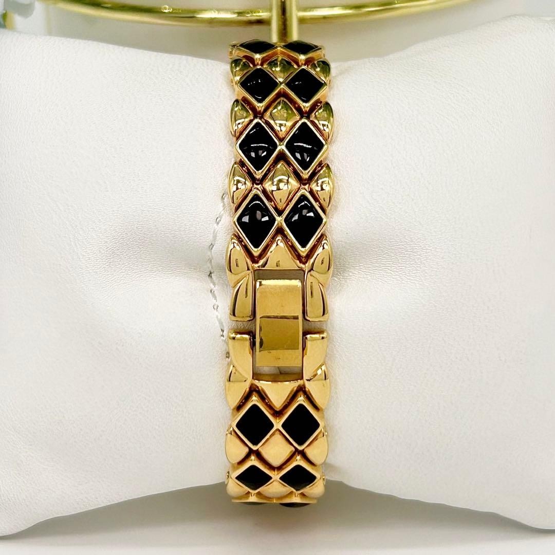 Franklin Mint Diamond Black Quartz Watch Gold/Black Used