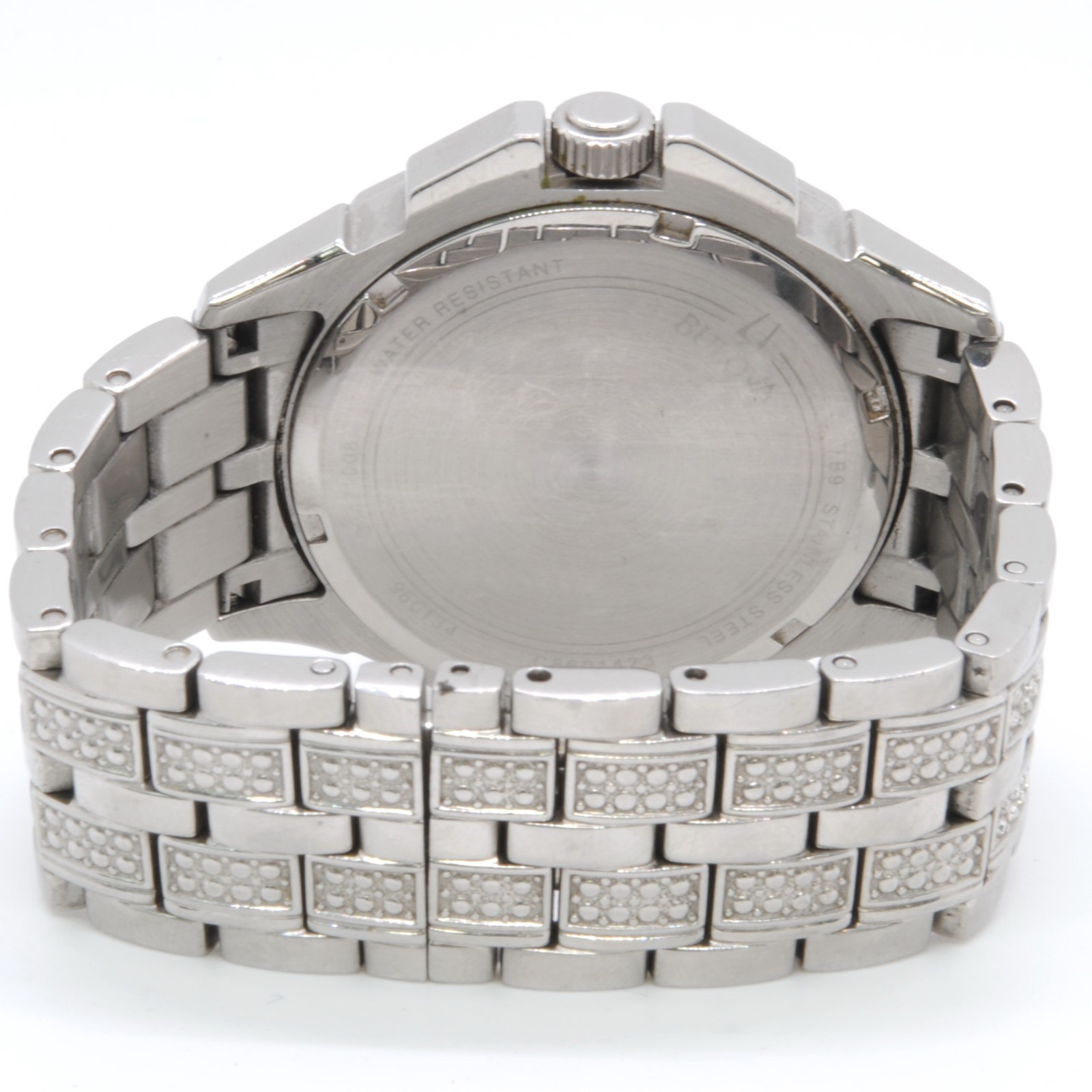 GENTS BULOVA OCTAVA CRYSTAL QUARTZ NEW BATTERY STAINLESS WRIST WATCH 96c134 6″