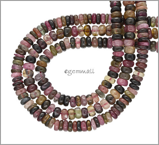 16″ Natural Multi Toumaline Rondelle Roundel Heishi Beads 5.5mm #84023