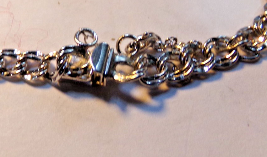 Vintage ELCO STERLING SILVER Charm Bracelet with safety chain 6.5″ long