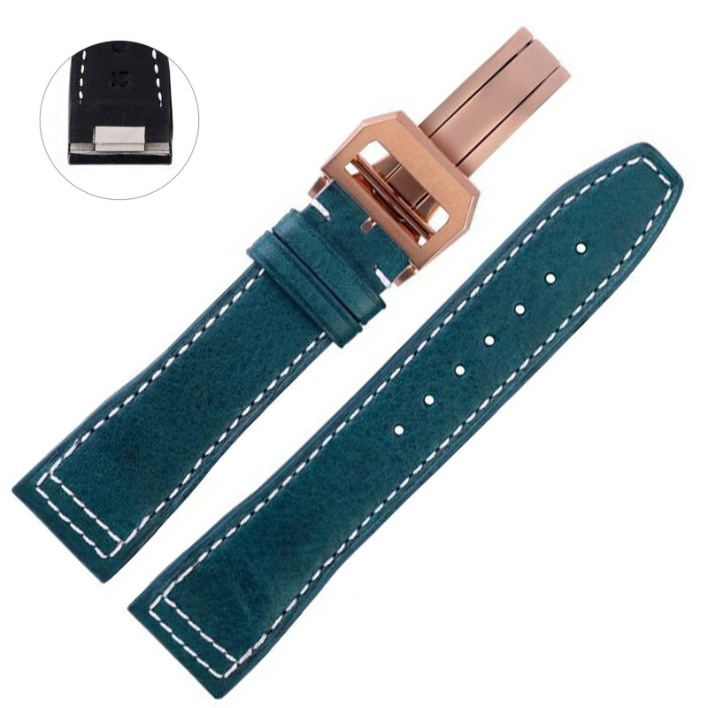 Blue & White Strap Band for IWC Pilot Quick-Release In Calf Leather 20, 21mm