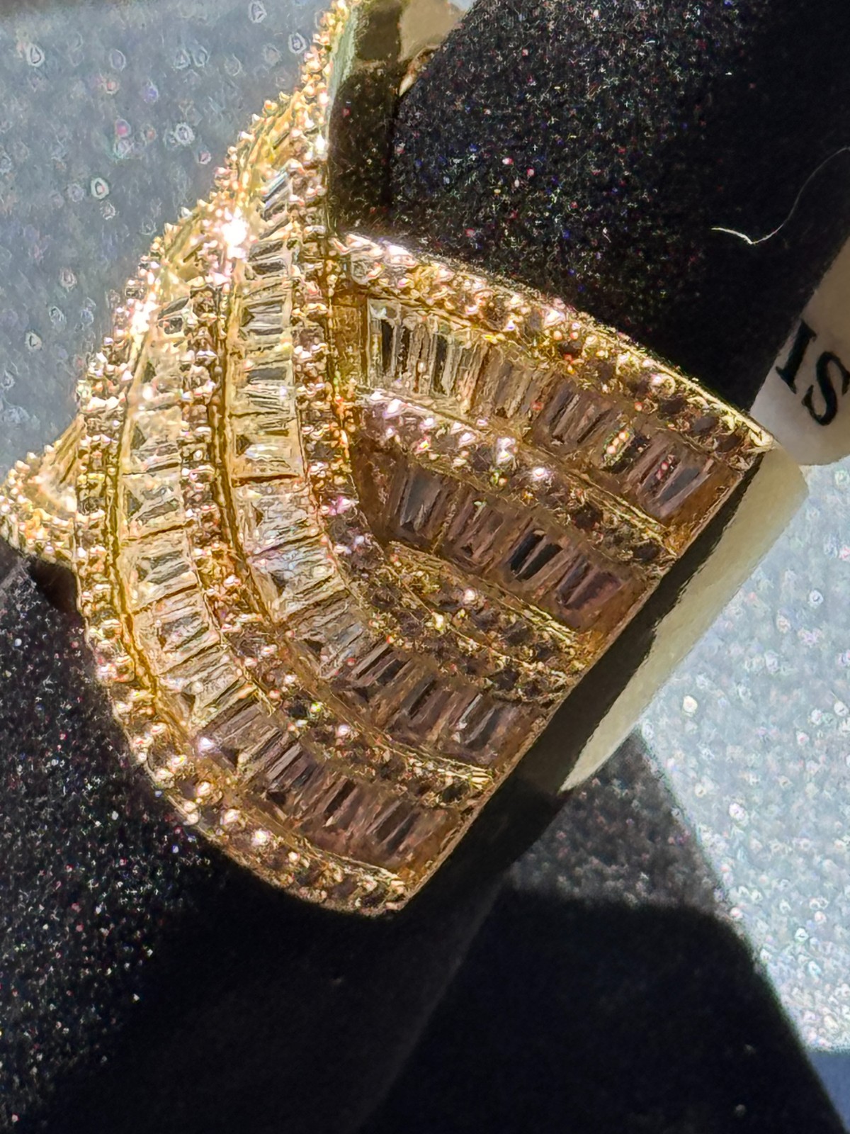 Stunning Wave Style Baguette Statement Cocktail Ring Size 7 Free Shipping