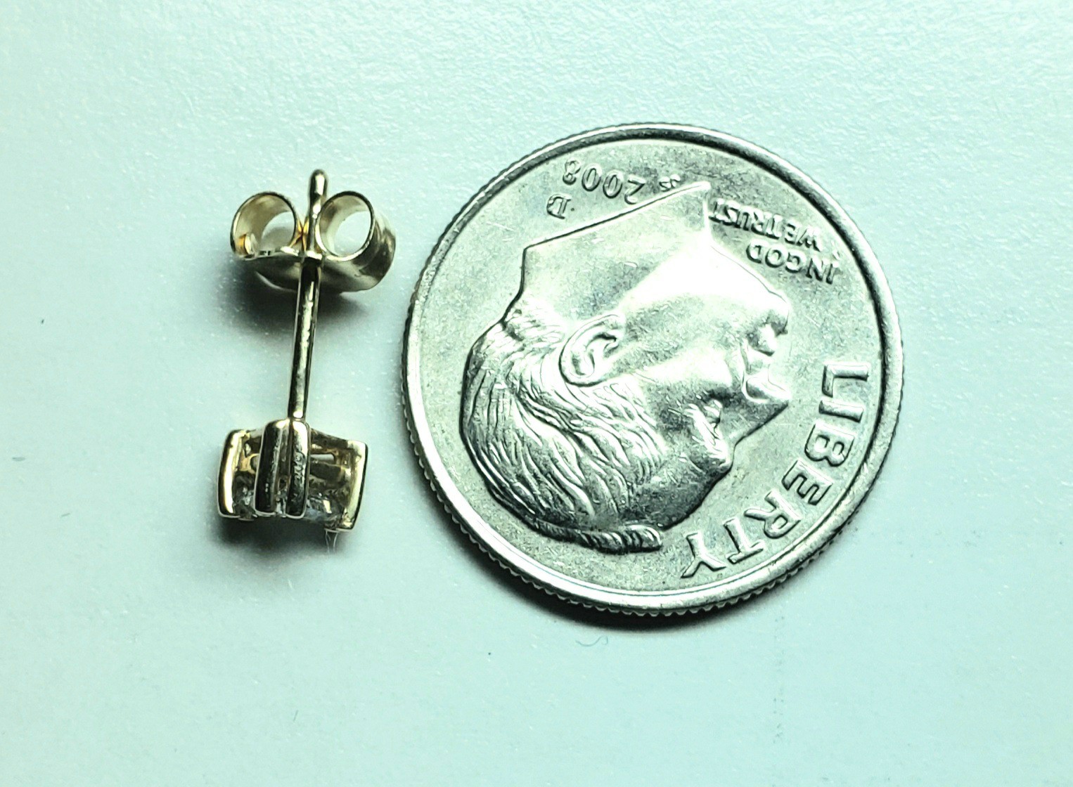 Single (One) 3.5mm 0.13CT Trillion Natural Diamond Stud Earring 14K Solid Gold