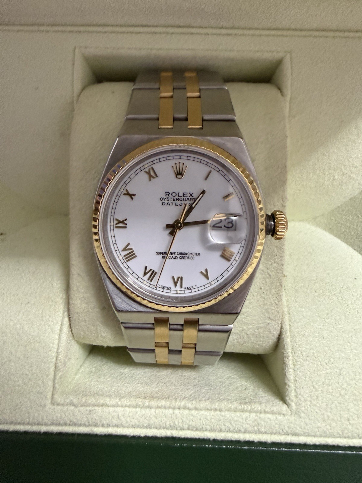 Rolex Datejust Oysterquartz 18k Yellow Gold/Steel 17013 Non working READ Descrip