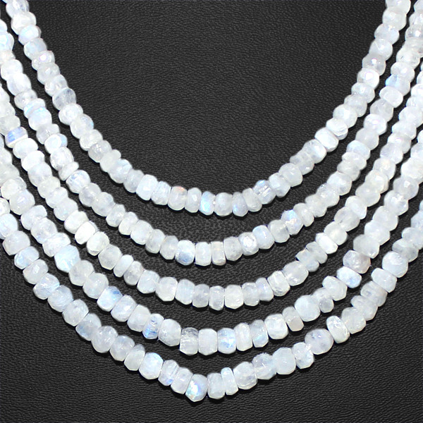 STUNNING BRILLIANT 418.00 CTS NATURAL BLUE FLASH MOONSTONE BEADS NECKLACE (DG)