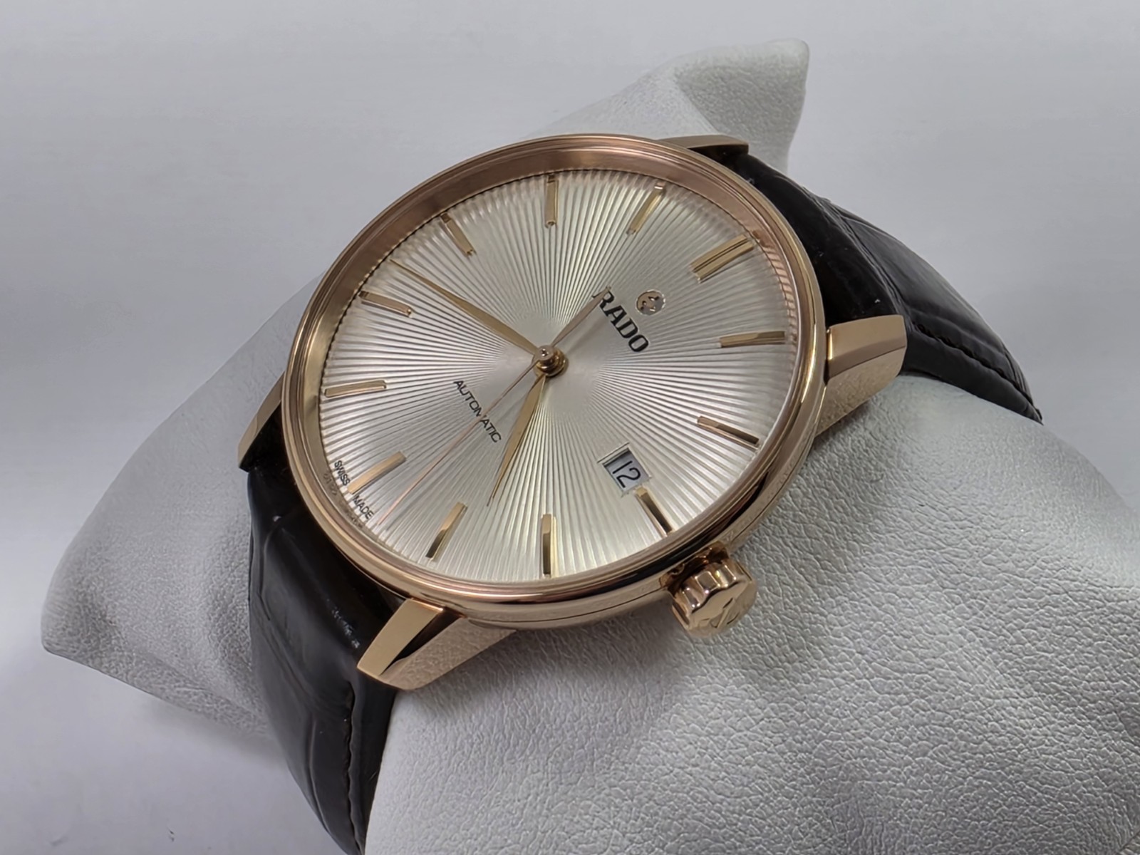 Rado Coupole SWISS Automatic Rose Gold Brown Leather Strap Men’s Watch R22861115