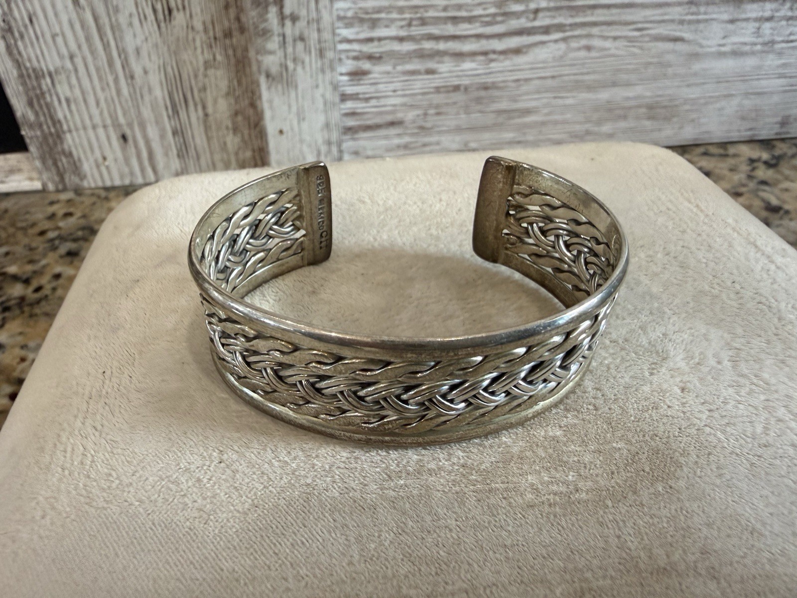 Braided Cuff Bracelet Mexico Sterling Silver 925 Size 7 Vintage