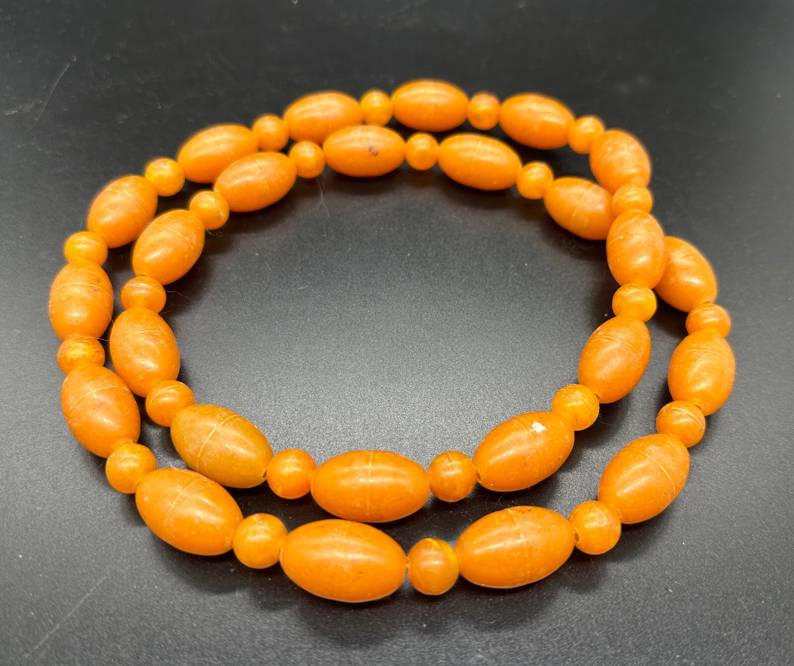 🙌Vintage plastic beads amber color imitation Length 40 cm (15.7 inches)ЮБ9