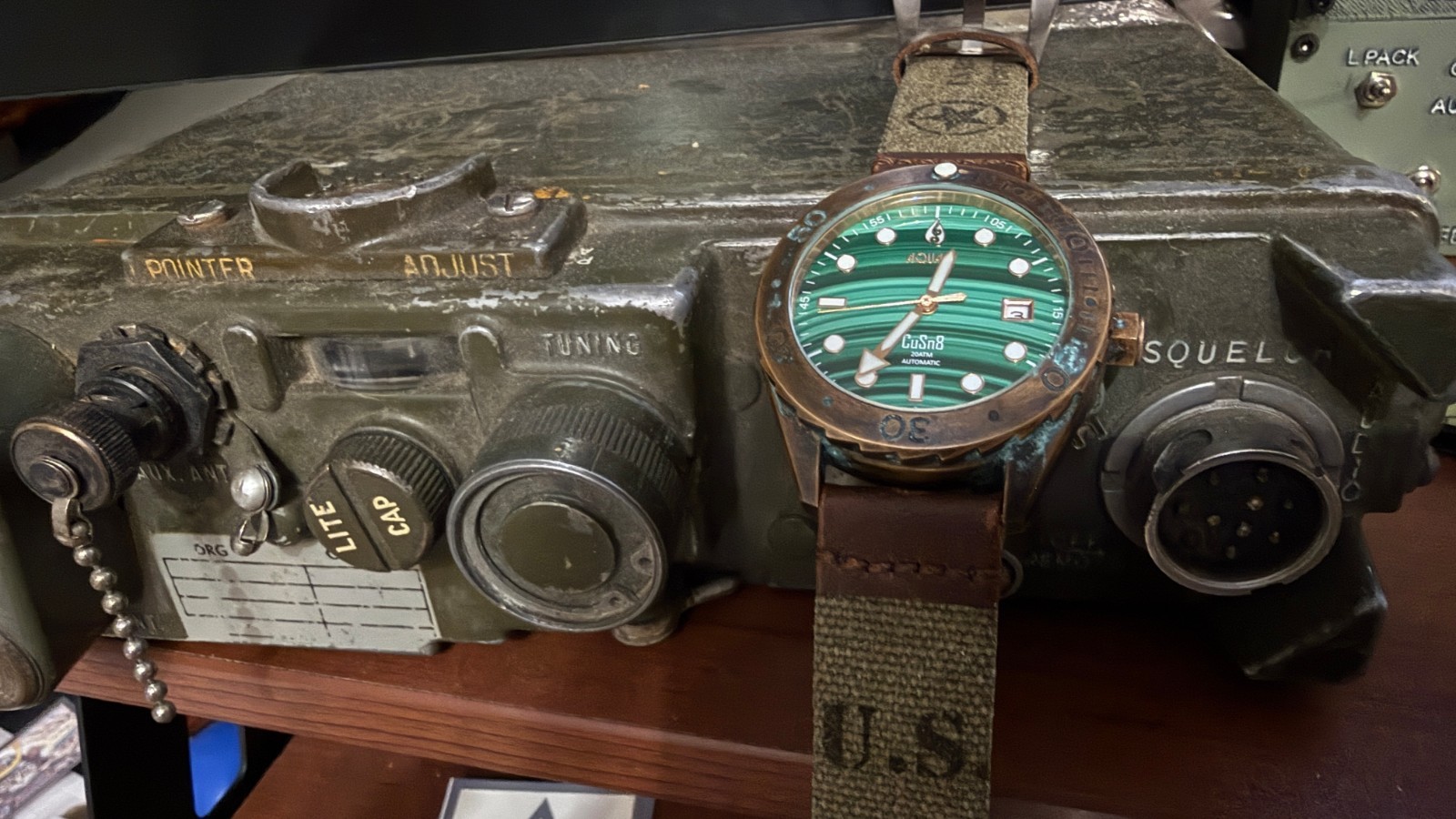 Custom Watch Strap US Military Olive Drab Canvas Leather 20 mm