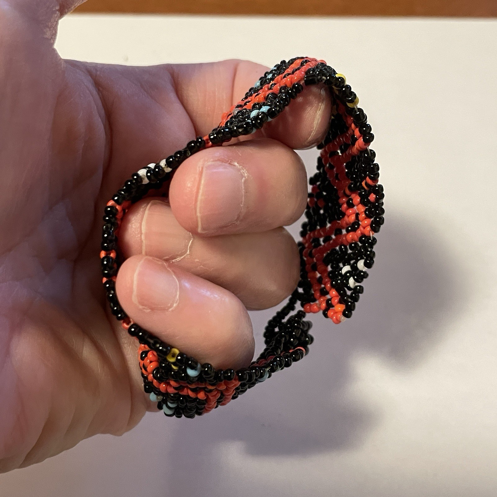 Handmade SW Native style Beaded Cuff Bracelet Multicolor Artisan Vintage, 7”
