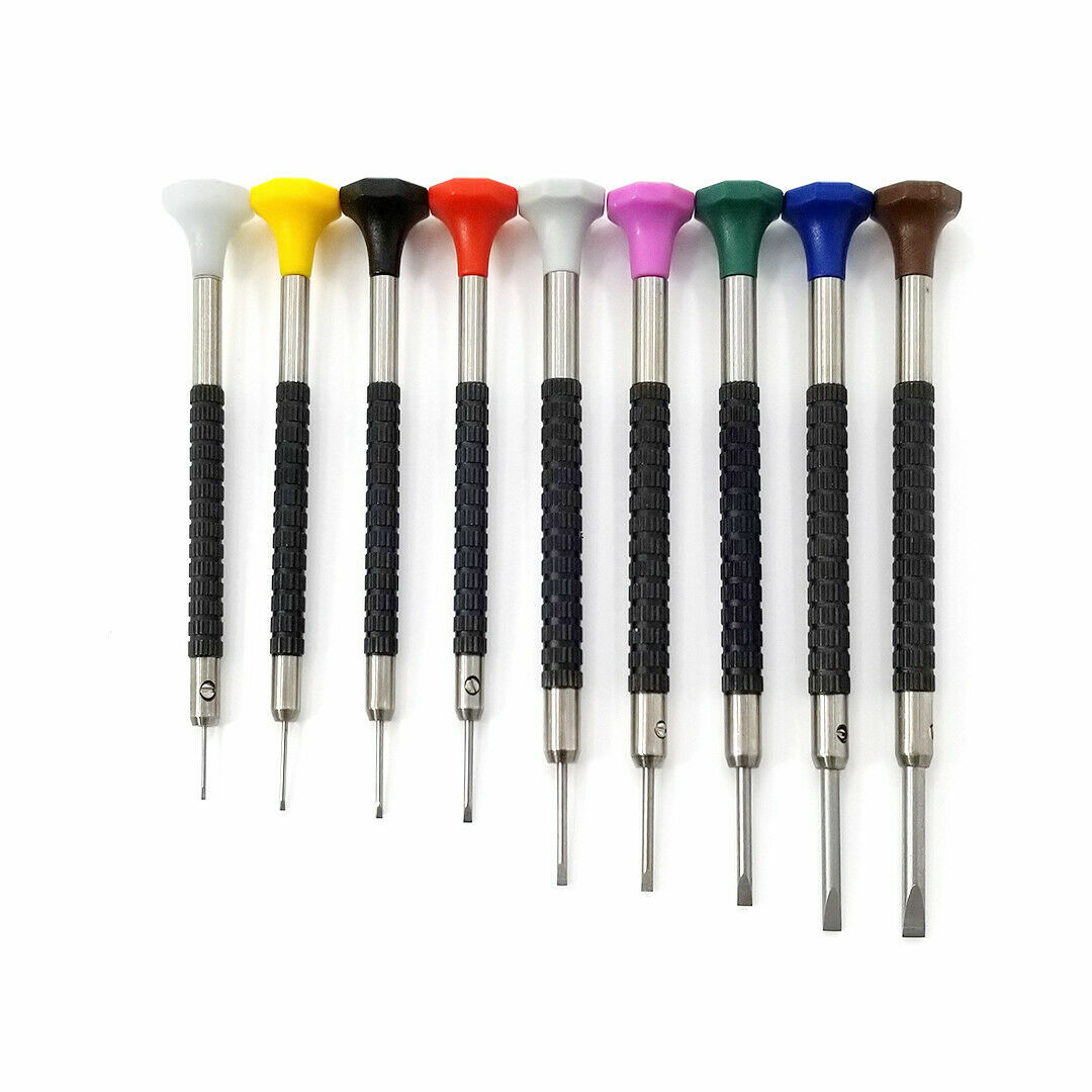 Watchmakers Ergonomic Screwdriver Assortment 9 Sizes W 2 Extra Blades Each Korea