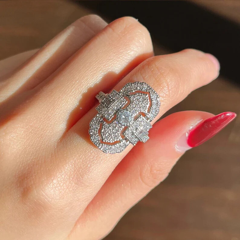 Authentic Vintage Style Ring 925 Silver Plated 2 CT CZ Valentine Gifts Band