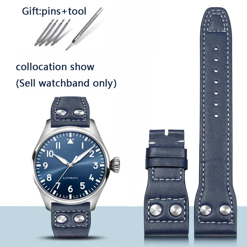 Genuine Leather Willow Nail Strap IWC Big Pilot Mark 18 Portuguese 20-22mm