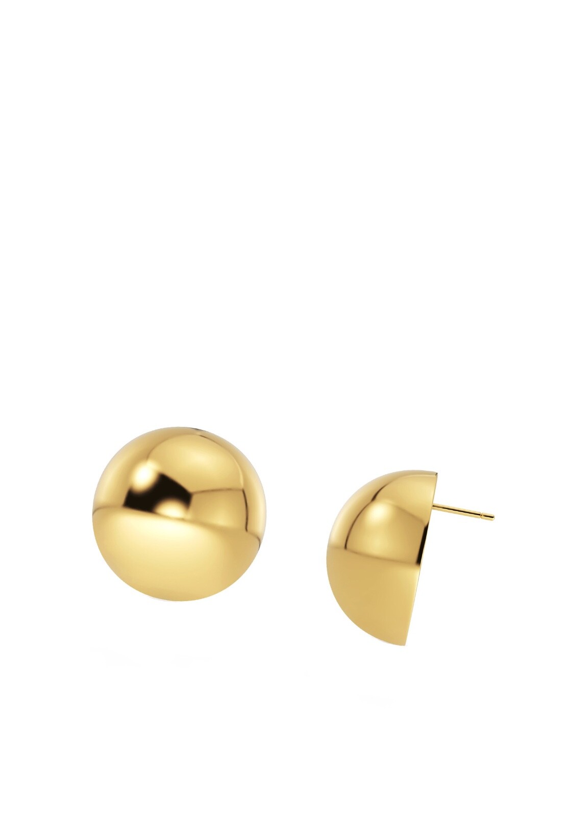 ZARD Button Dome Stud Earrings in 14K Gold