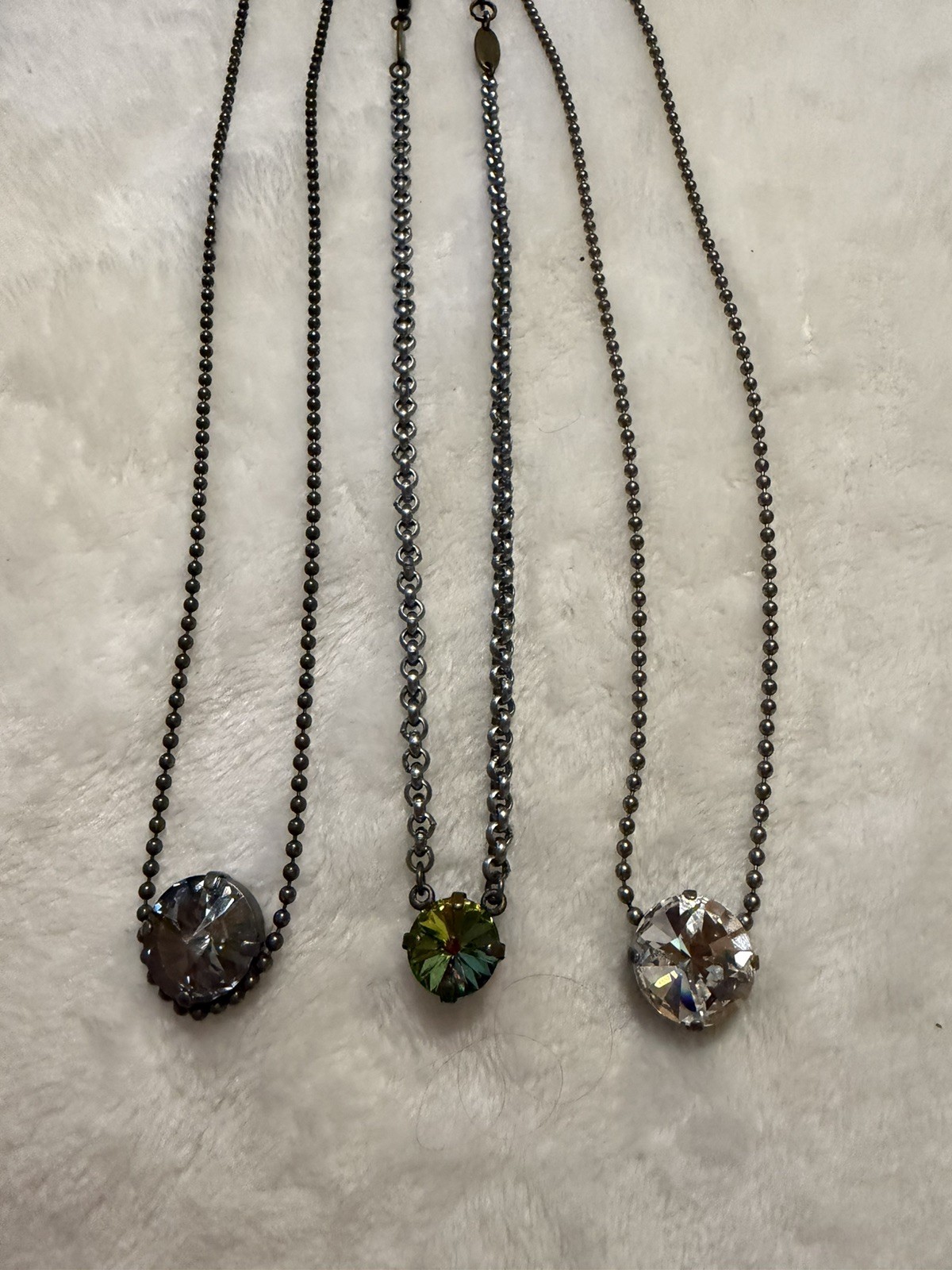 Sabika Basics & Classic Lot of 3 Round Iridescent Clear Crystal Necklaces