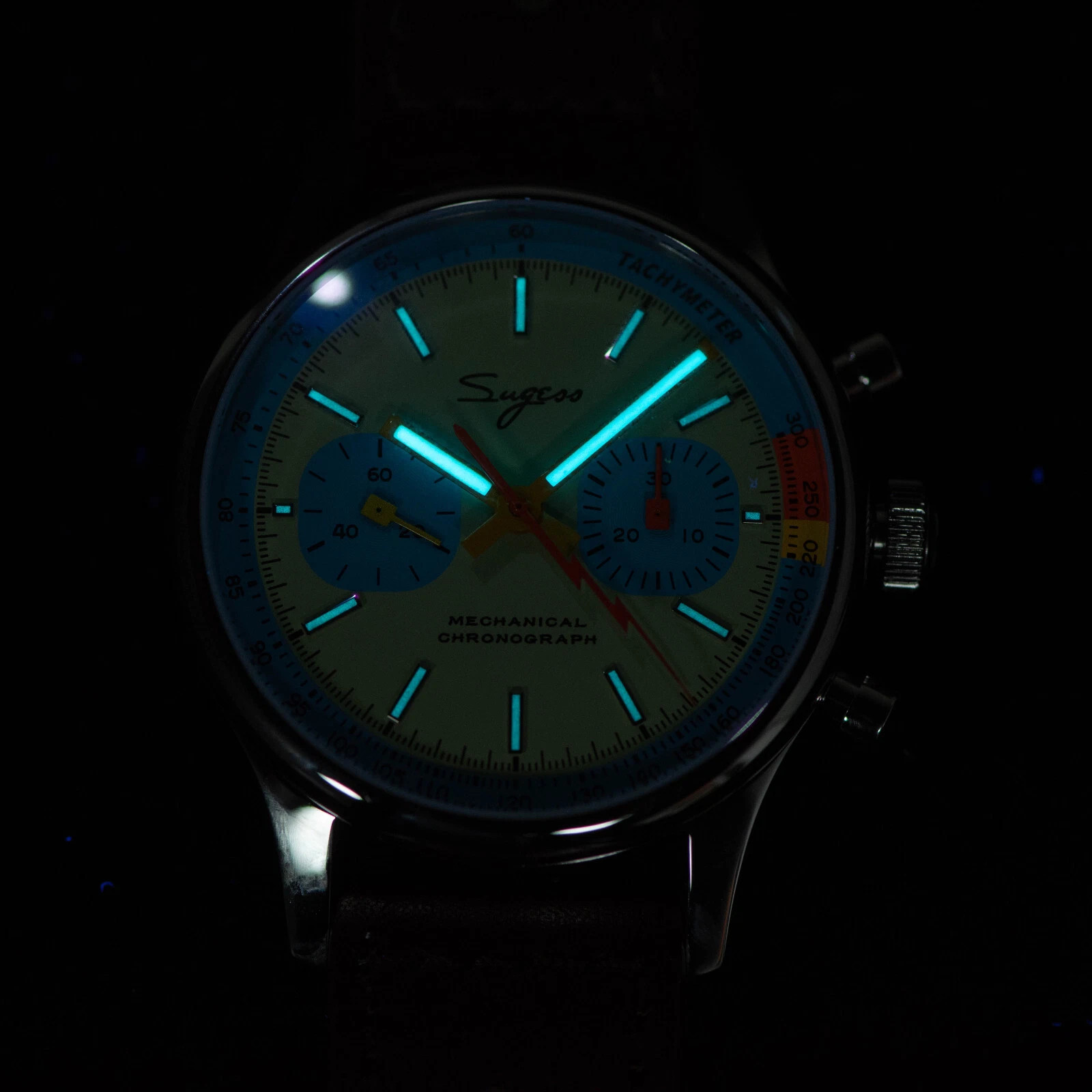 New Seiko SEAGULL 1963 Sugess SWAN NECK Exhibition Chrono Mens Watch Luminous