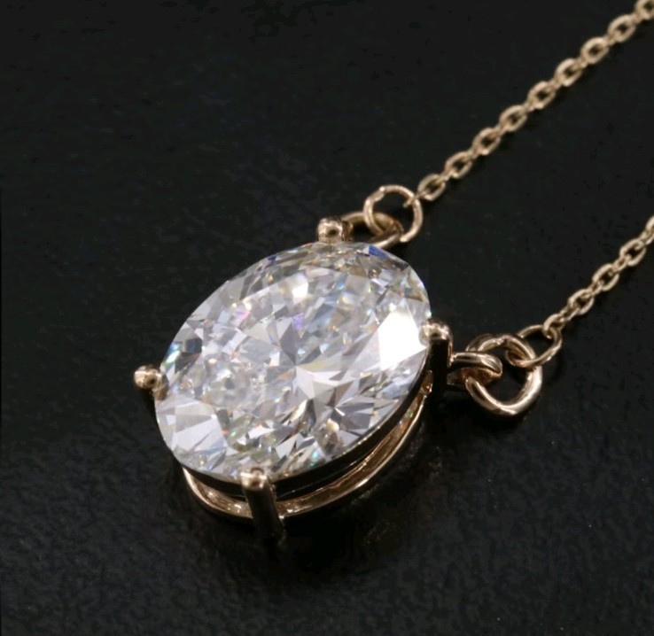 14k Yellow Gold 3.57 CT Lab Grown Oval Brilliant Cut Diamond VSI IGI Report 17″