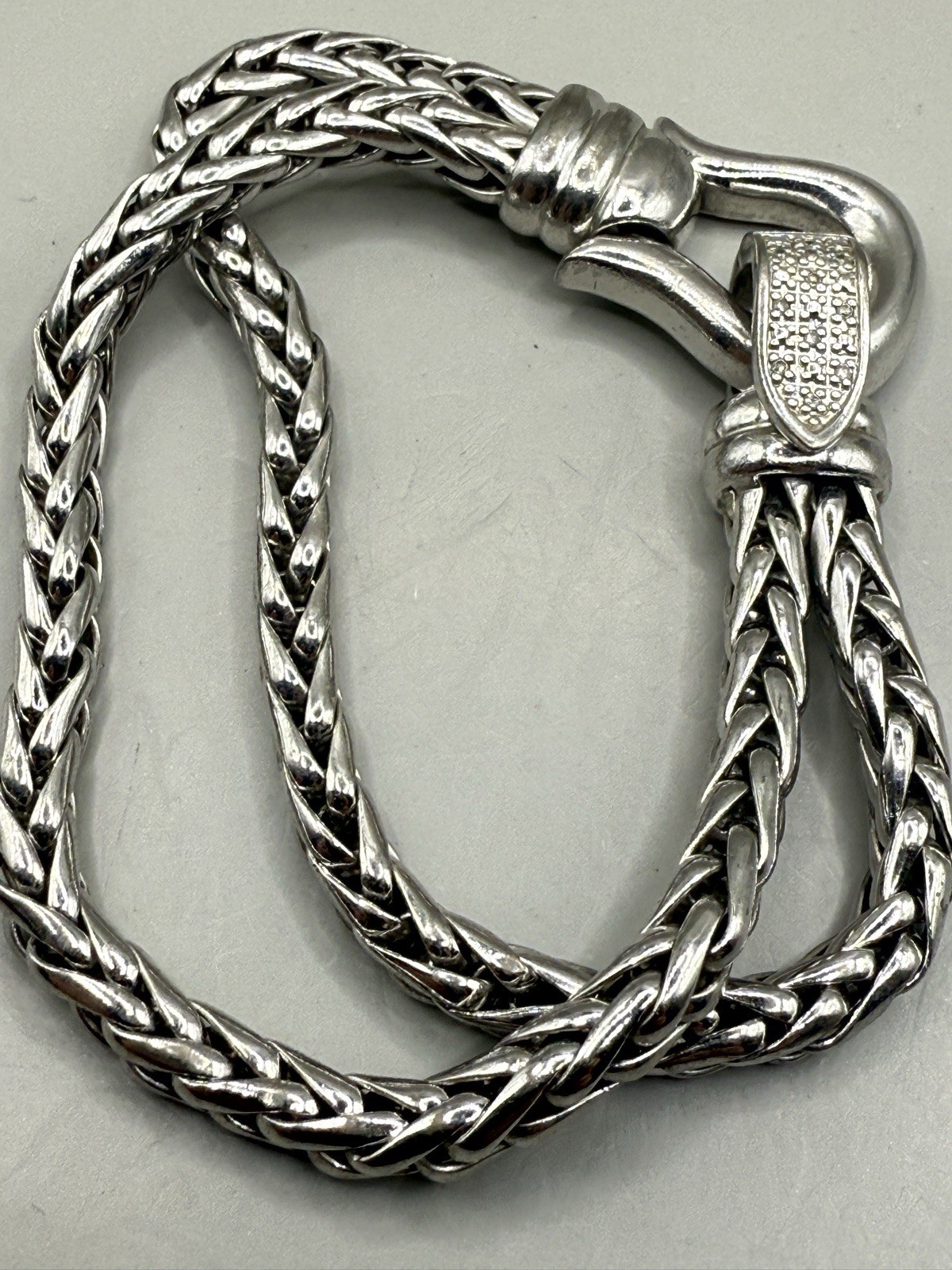 EFFY Sterling Silver 925 Pave Diamond Designer Statement Bracelet Chain 7”