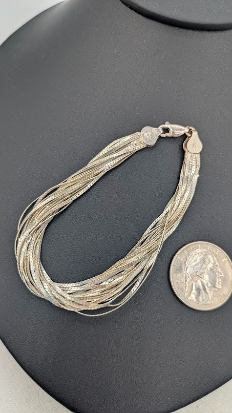 Vintage IBB Bracelet Liquid Silver 20 Strand Sterling Silver 925 Italy