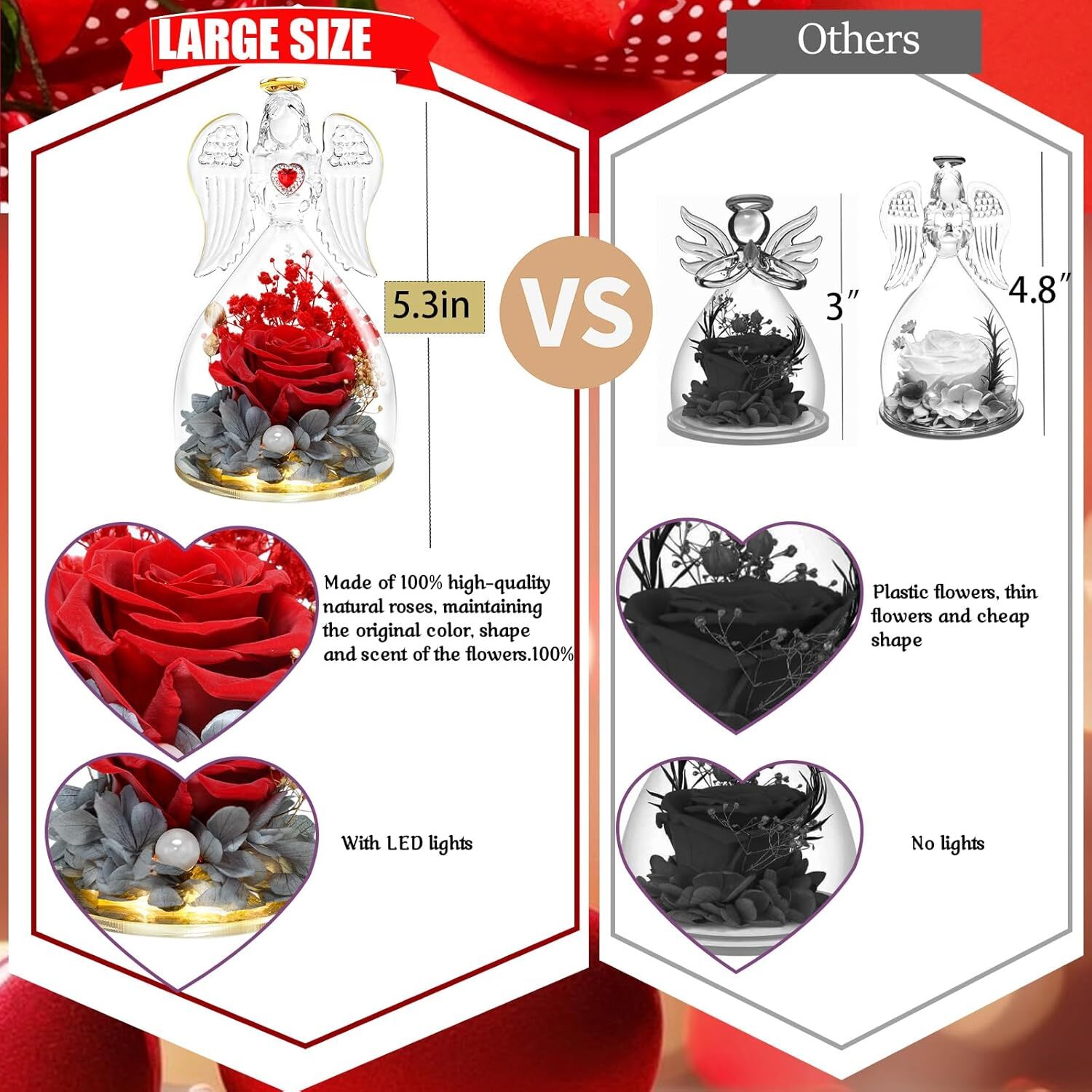 Women Gifts Ideas for Valentines Day, Preserved Forever Rose Gift with Necklace*