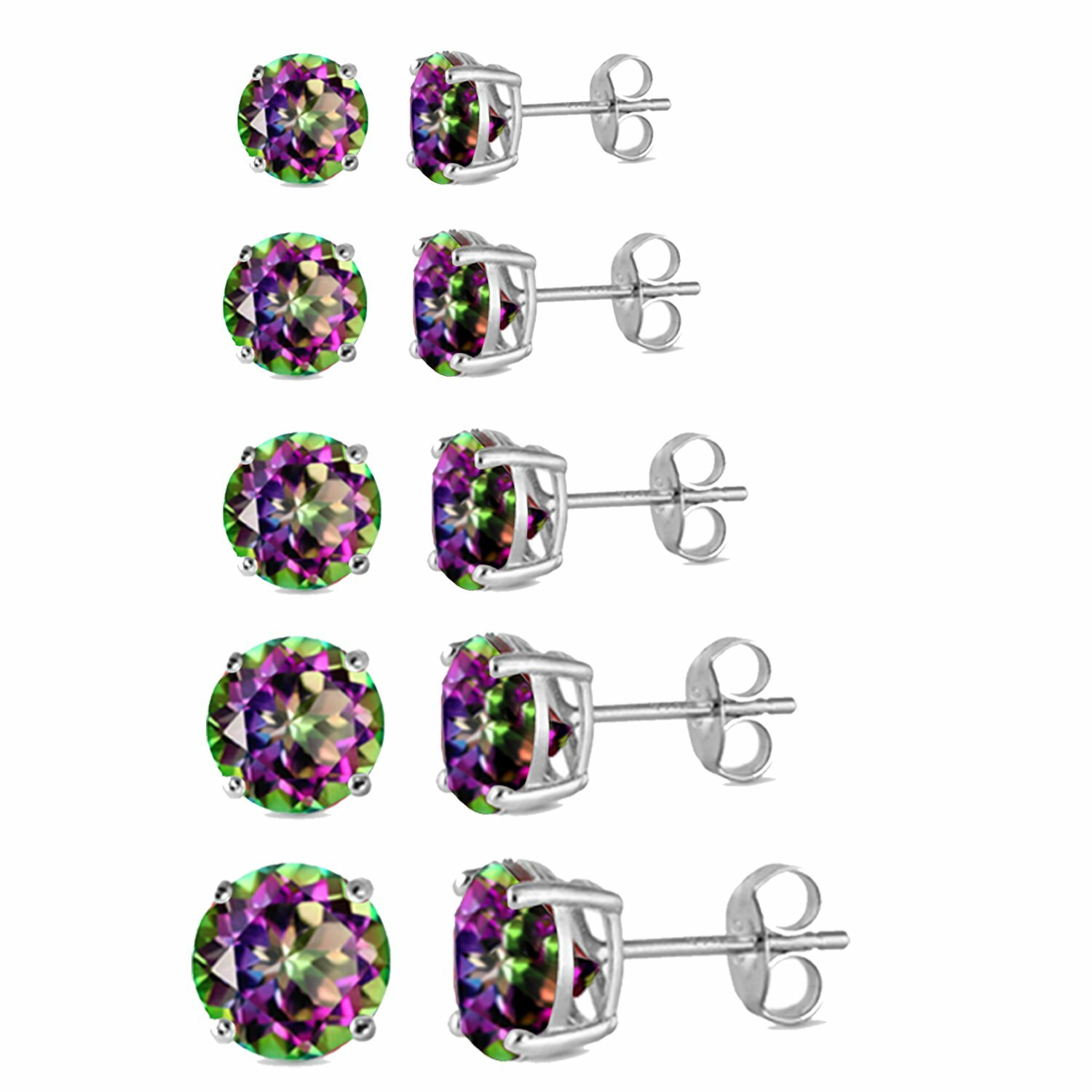 Round Black Cubic Zirconia Stud Earrings 2mm-10mm Available!