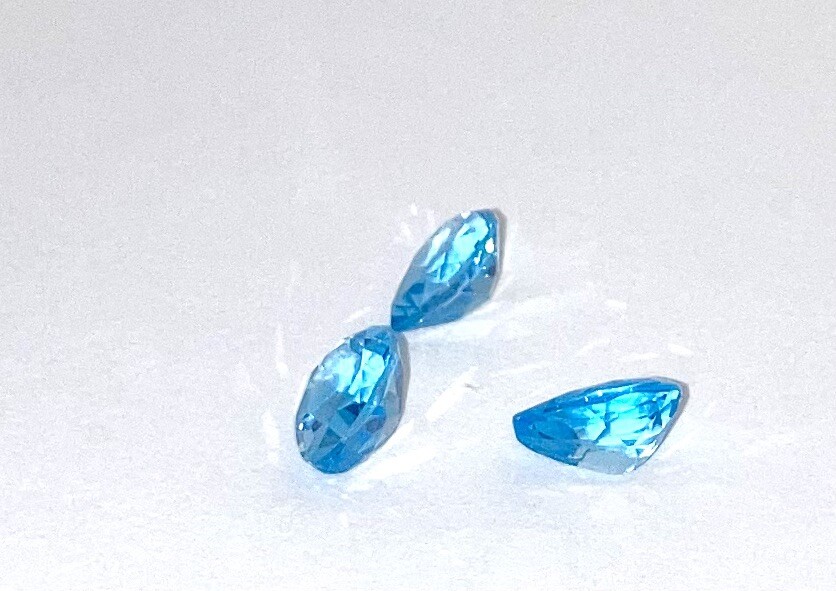 Topaz Swiss Blue 9 x7 mmm Pear shaped stones set of 3 approx 25 carats