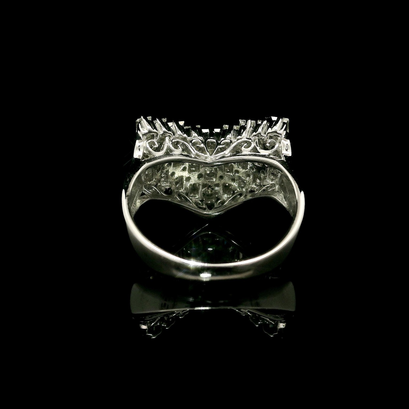 Platinum Baguette Cut 1.50ctw Diamond “V” Chevron Bar Set Wide Band Ring