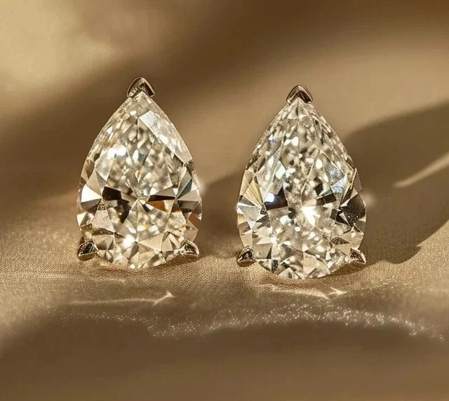 Women’s 14K White Gold Plated 3Ct Round Cut Lab Created Diamond Stud Earrings