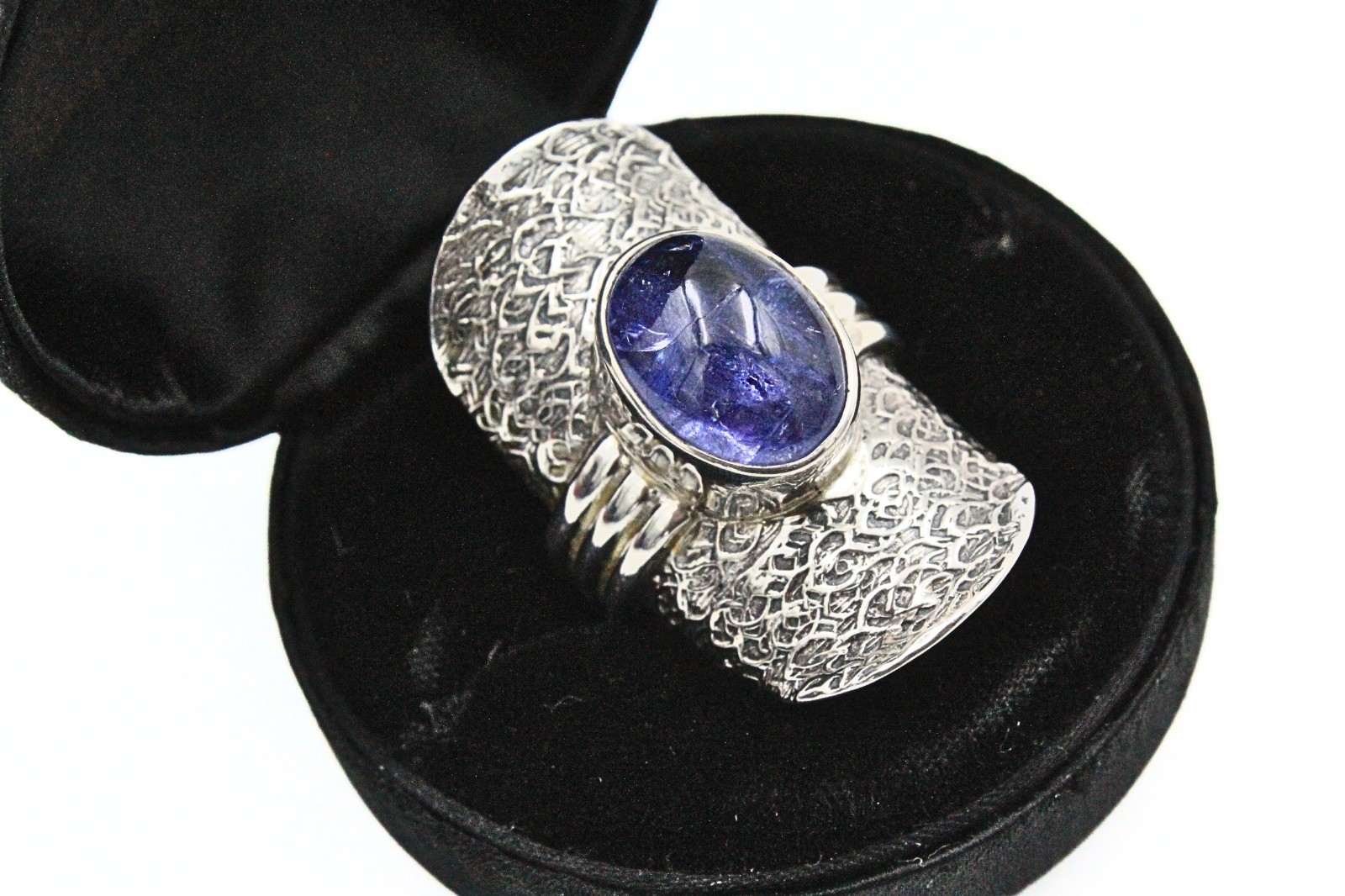Statement Signed Sterling Silver Lavander Tourmaline Cocktail Ring Sz 7.