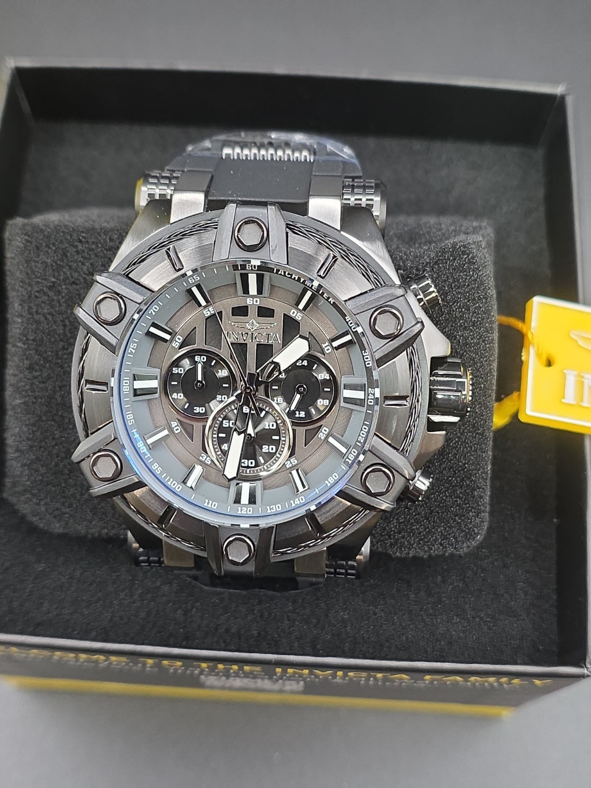 Invicta Bolt Cable Surge Men’s 52mm Triple Black Stealth Chronograph Watch 35550